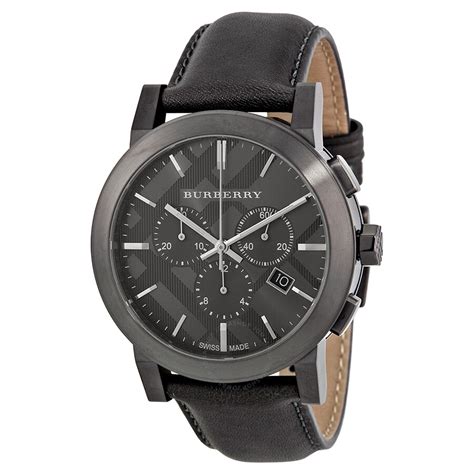 burberry bu9364|Burberry Chronograph Dark Grey Dial Dark Grey Leather Men's .